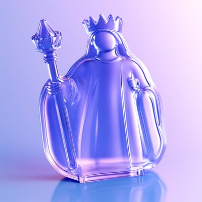 Stylized Glass Figure of a Queen with Crown and Scepter