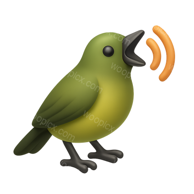 Colorful cartoon bird singing with sound waves