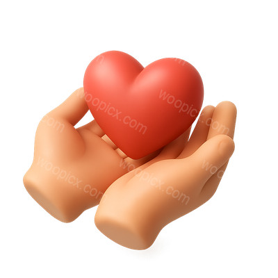 3D Icon of Hands Holding a Heart in Isometric View