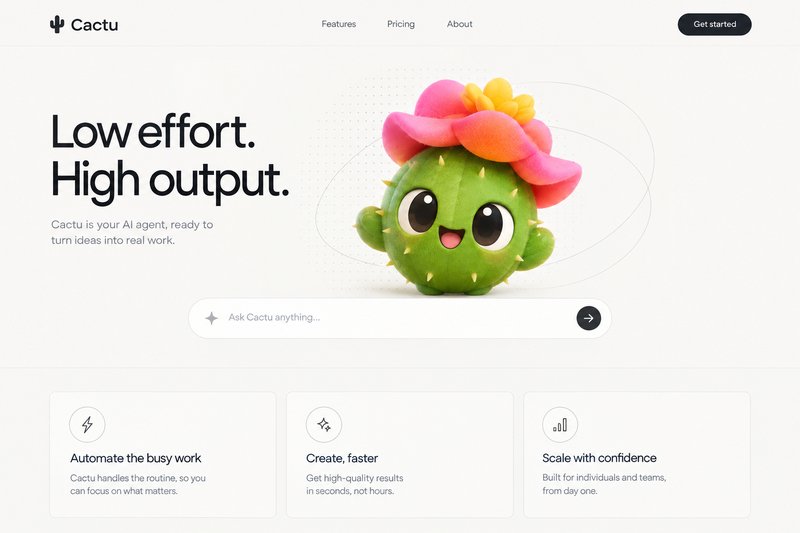 AI agent landing page design