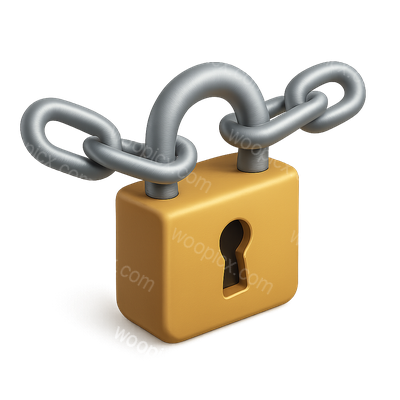 3D Padlock Icon with Chain in Isometric View