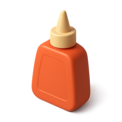 Stylized 3D Glue Bottle Icon with Isometric Design