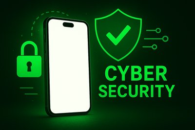 Cyber Security Concept with Phone and Shield Icon