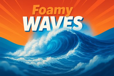Dynamic Ocean Waves with Foamy Texture and Bright Colors