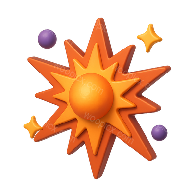 Vibrant 3D Big Bang Icon Design with Stellar Elements
