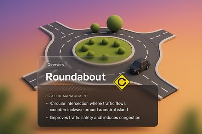 3D Illustration of a Roundabout with Traffic Management Insights
