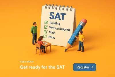 Engaging 3D Scene Illustrating SAT Test Preparation