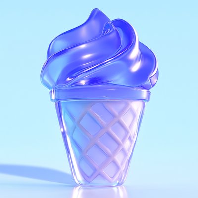 Stylized 3D Ice Cream Cone with Purple Swirl