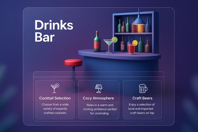 3D Illustration of a Modern Drinks Bar with Features