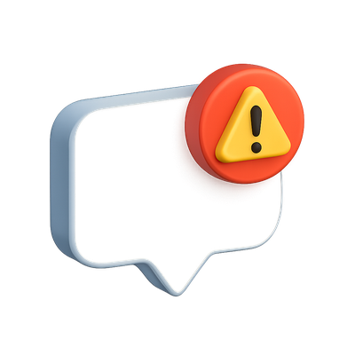 Stylish 3D Alert Notification Icon with Exclamation Mark