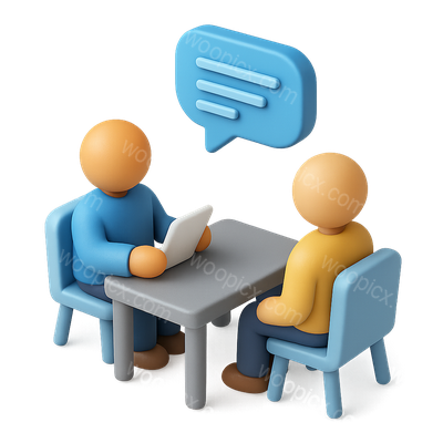 3D User Research Icon Featuring Two Characters in Conversation