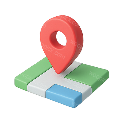 3D Location Pin Icon with Map Background