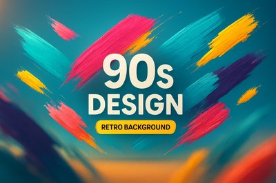 Colorful 90s Retro Design with Brush Strokes
