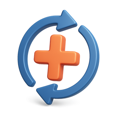 3D Icon of Circular Arrows with Plus Symbol