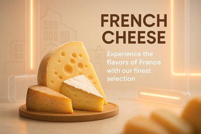 Artistic Display of French Cheese on a Wooden Board
