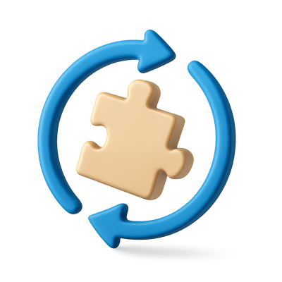 3D Puzzle Piece in Circular Flow Design