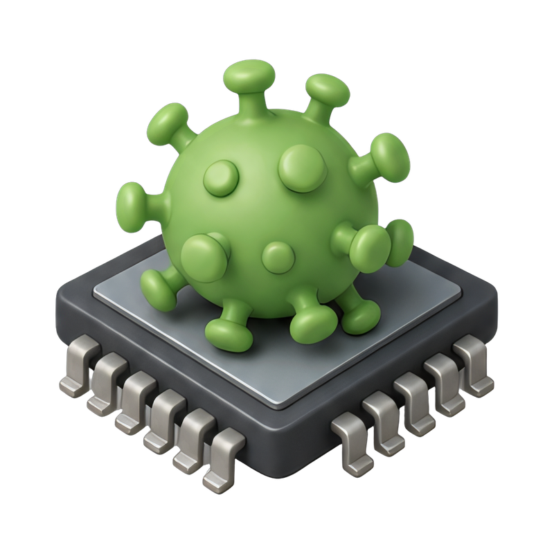 Virus bug on microchip