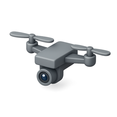 3D Surveillance Drone Icon with Isometric View