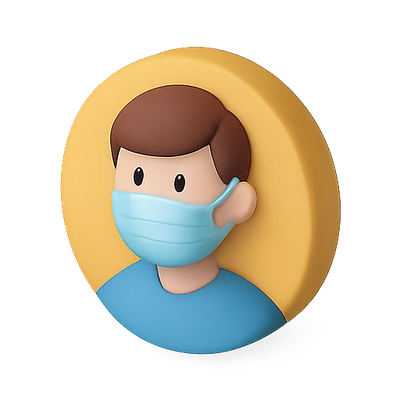 3D Character Icon Wearing a Face Mask