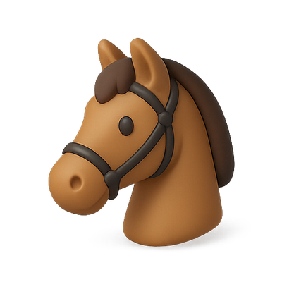 3D Horse Emoji Icon with Realistic Texture