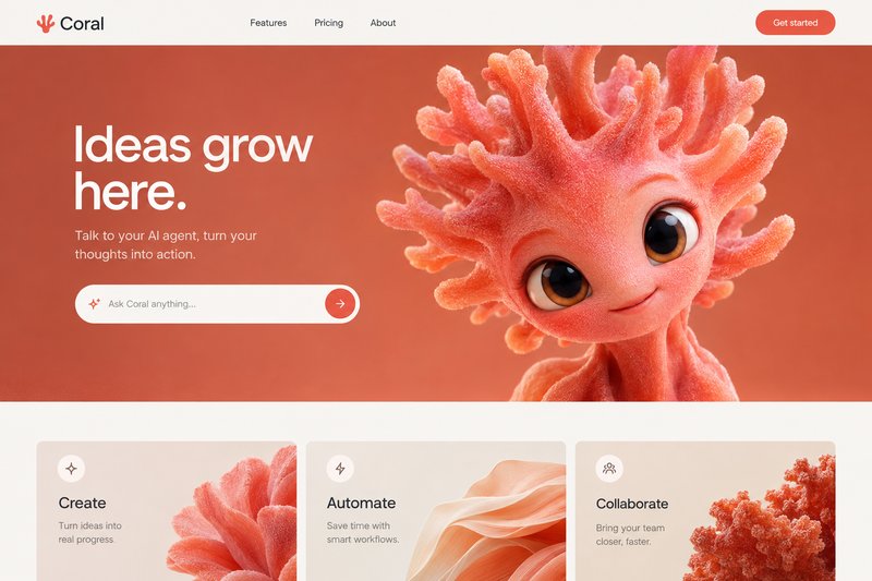 AI agent landing page design