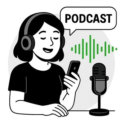 Illustration of a Podcaster Engaging with a Smartphone