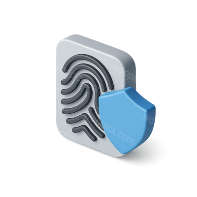 3D Oleophobic Icon Featuring Fingerprint and Shield Design