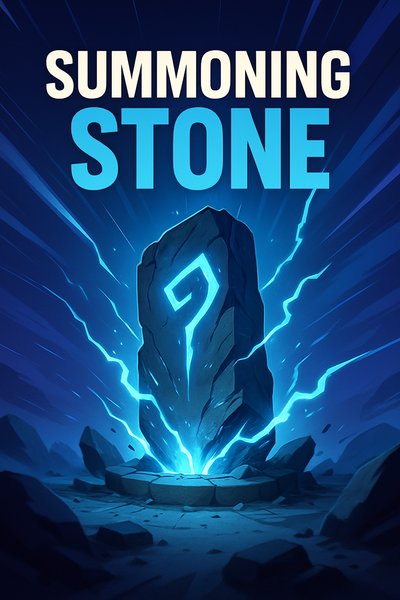 Dynamic Illustration of a Summoning Stone with Electric Effects