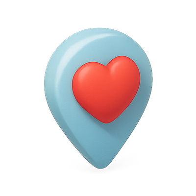 Stylized Location Pin with Heart Symbol