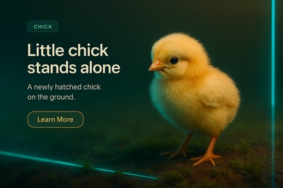 Realistic 3D Chick Scene with Neon Accents