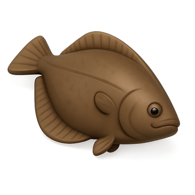 3D Halibut Icon in Volumetric Style