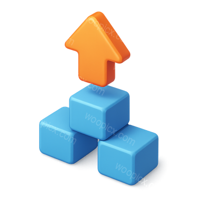 3D Level-Up Icon with Volumetric Design