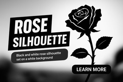 Elegant Black and White Rose Silhouette Graphic