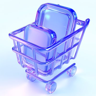 Stylized 3D Shopping Cart with Glass Effect