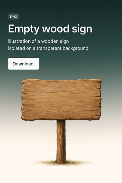 Stylish Empty Wooden Sign Illustration for Web Use