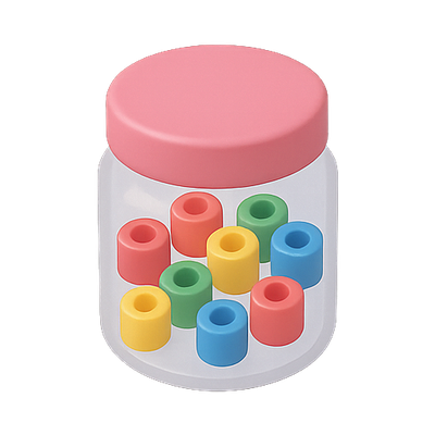 Colorful Plastic Beads in Storage Jar
