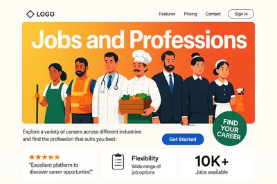 Vibrant Landing Page Design for Jobs and Professions