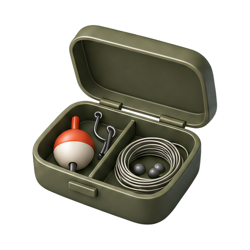 compact fishing kit in a tin