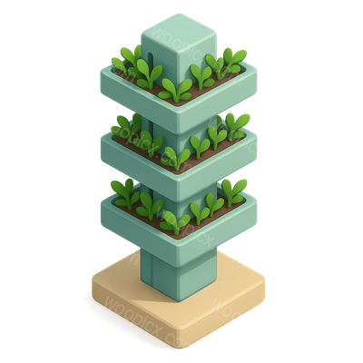 Stylized 3D Vertical Farming Tower Icon with Greenery