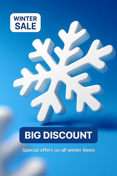 Winter Sale Promotion with Snowflake Graphic