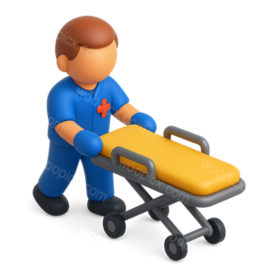 3D Paramedic Icon with Stretcher in Isometric View