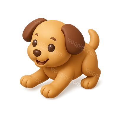 Playful 3D Puppy Icon with Volumetric Detail