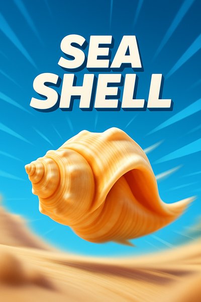 Dynamic Sea Shell Illustration with Bold Text
