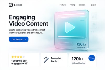 Neon Themed Landing Page Design for Video Content Engagement