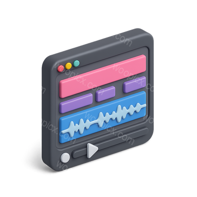 3D Video Editing Timeline Icon in Isometric View