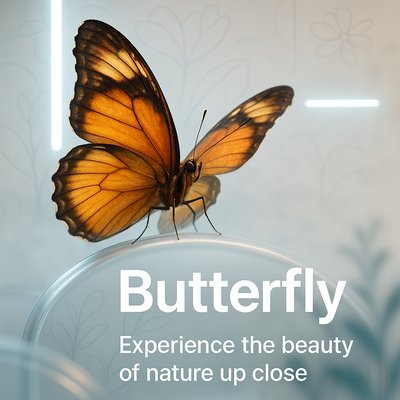 Close-Up Photograph of a Butterfly on a Clear Surface