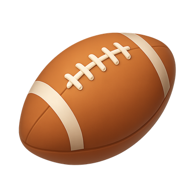 Stylized 3D American Football Icon with Isometric View