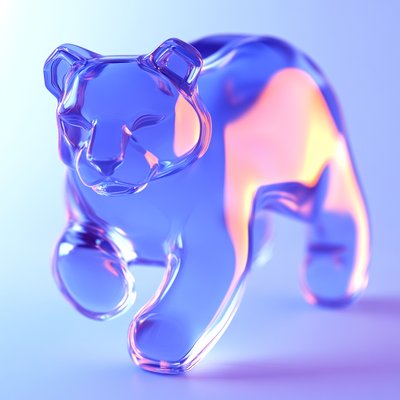 Colorful Glass Bear Figurine with Modern Aesthetic
