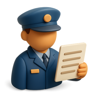 3D Icon of a Uniformed Person Holding a Document