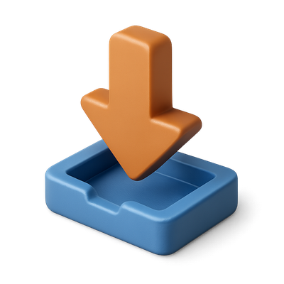 Stylish 3D Download Icon with Isometric View